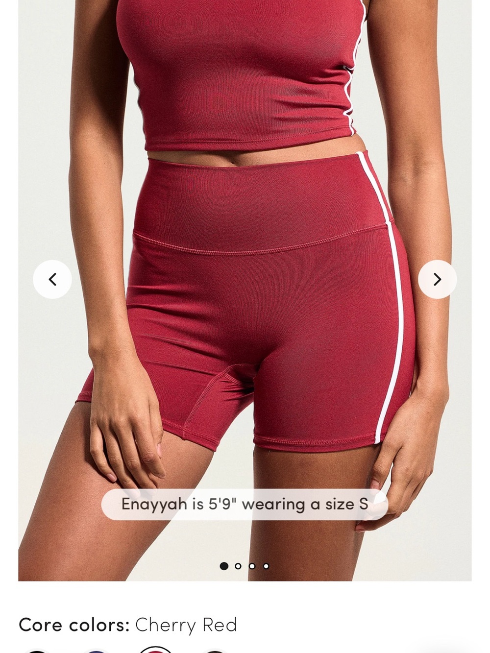 Klassy Network Cherry Red High-Rise Bike Shorts with White Side Stripe